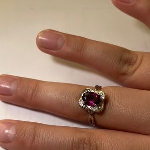 Genuine Ruby and white sapphire ring, S925, Aprox size 6 US 💍